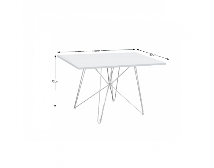 Jedálenský stôl Artem - biely vysoký lesk / chróm