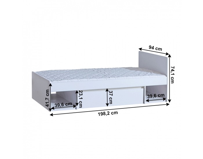 Jednolôžková posteľ s roštom Artemia 90x195 cm - arktická biela