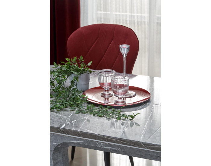 Rozkladací jedálenský stôl Artemon - sivý mramor / chróm