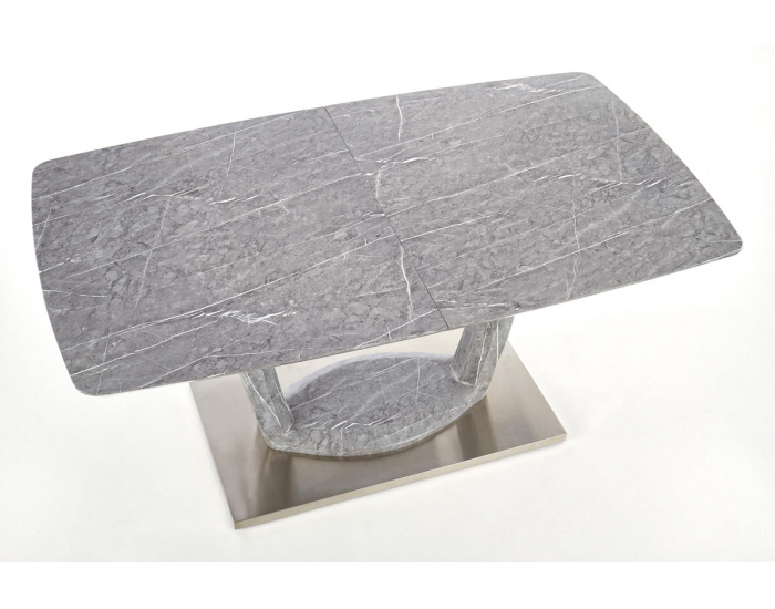 Rozkladací jedálenský stôl Artemon - sivý mramor / chróm