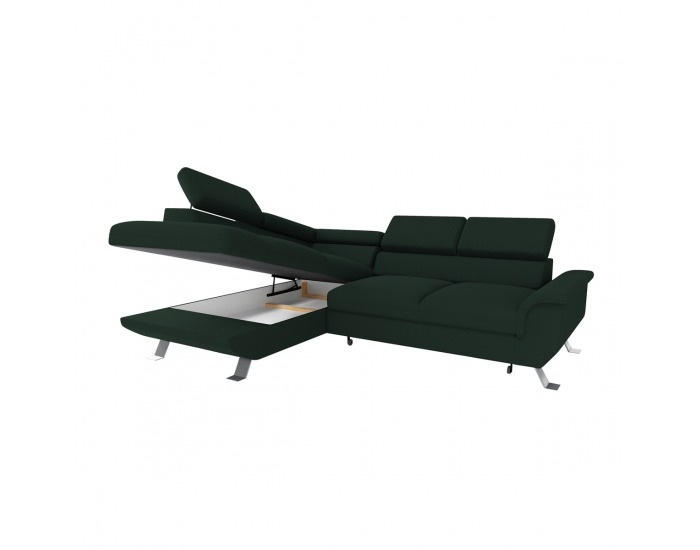 Rohová sedačka s rozkladom a úložným priestorom Artey Roh L - smaragdová