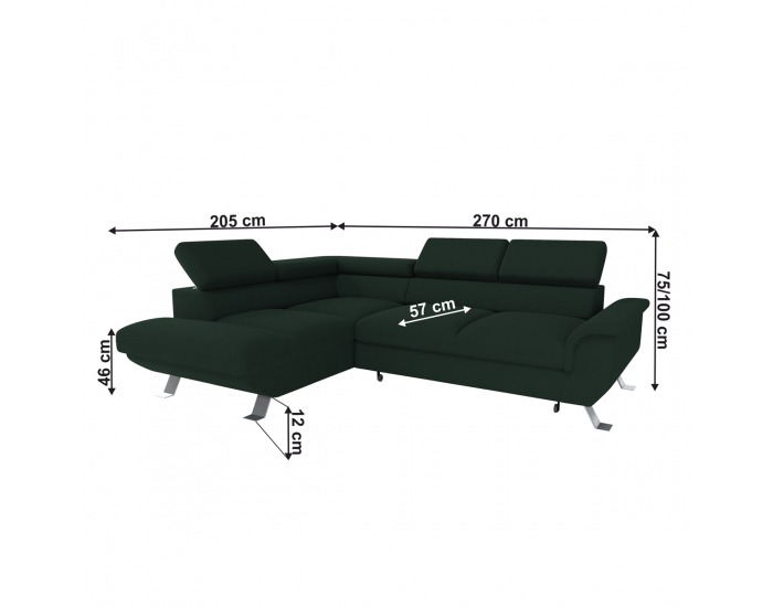 Rohová sedačka s rozkladom a úložným priestorom Artey Roh L - smaragdová