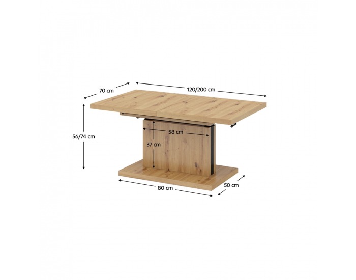 Rozkladací konferenčný stolík Arton 120/200 - dub artisan