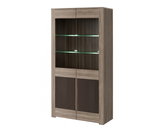 Vitrína Boston BT 8 - dub truflový / hnedý lesk