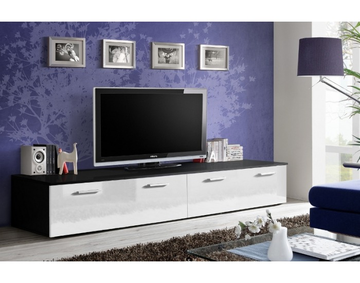 TV stolík Duo ZW - čierna / biely vysoký lesk