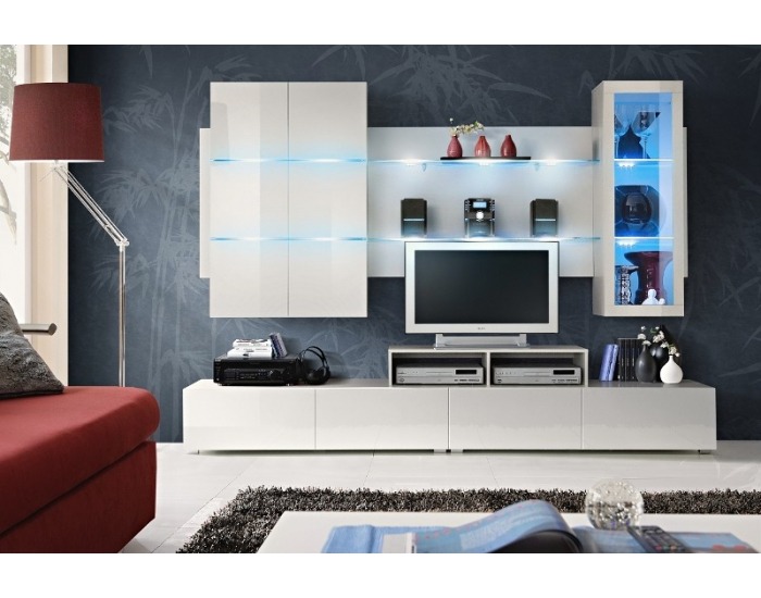 Obývacia stena Eclipse WW - biela / biely vysoký lesk