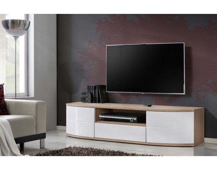 Komoda Ontario - San Remo / biely vysoký lesk