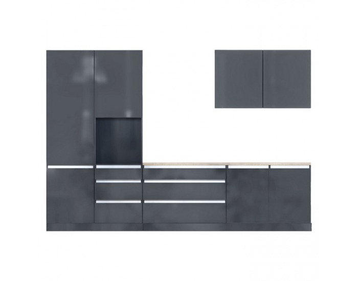 Kuchynská linka Asti 330 - antracit extra vysoký lesk / antracit
