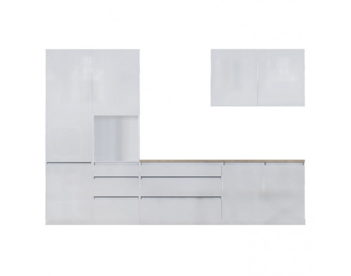 Kuchynská linka Asti 330 - biela extra vysoký lesk / biela