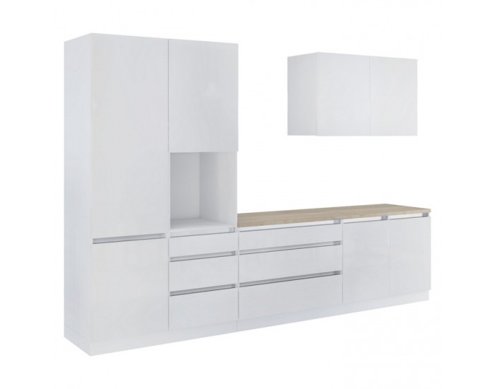 Kuchynská linka Asti 330 - biela extra vysoký lesk / biela