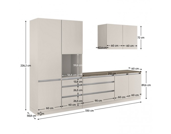 Kuchynská linka Asti 330 - kašmír matná / kašmír