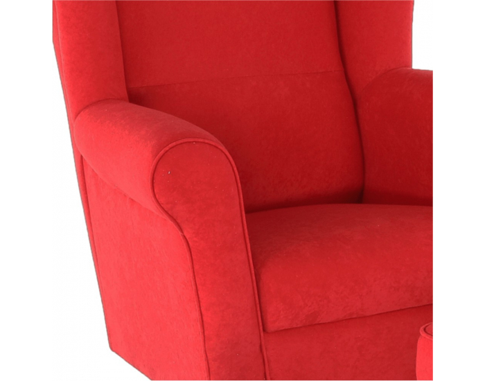 Kreslo (ušiak) s taburetkou Astrid - červená