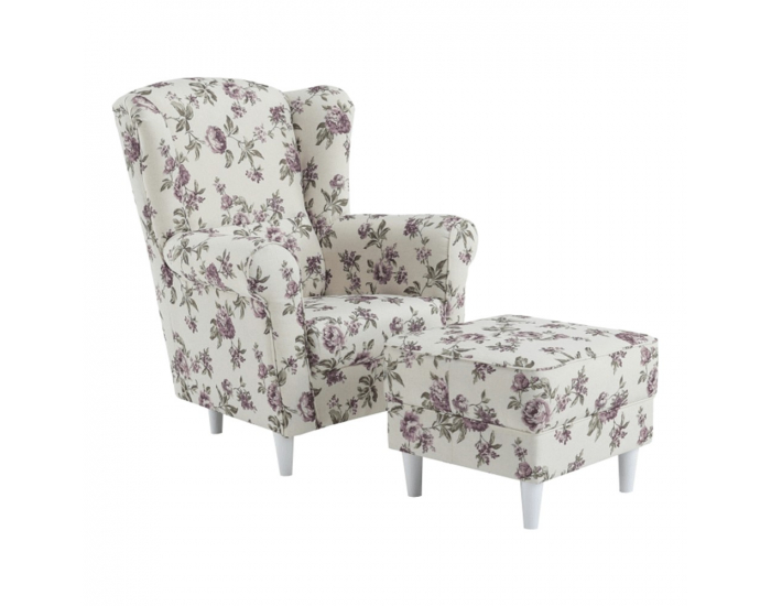 Kreslo (ušiak) s taburetkou Astrid - rose 18