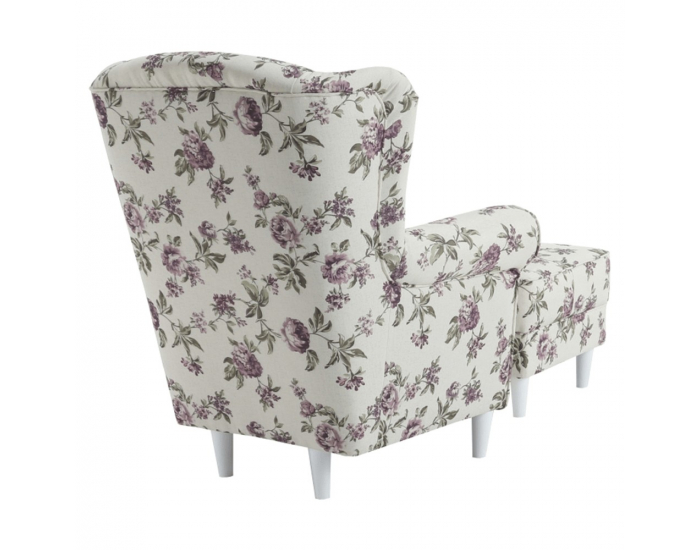 Kreslo (ušiak) s taburetkou Astrid - rose 18