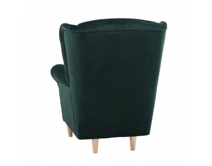 Kreslo (ušiak) s taburetkou Astrid - smaragdová