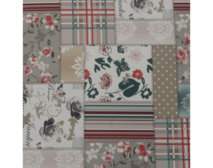 Kreslo (ušiak) s taburetkou Astrid - vzor patchwork Viorica 1