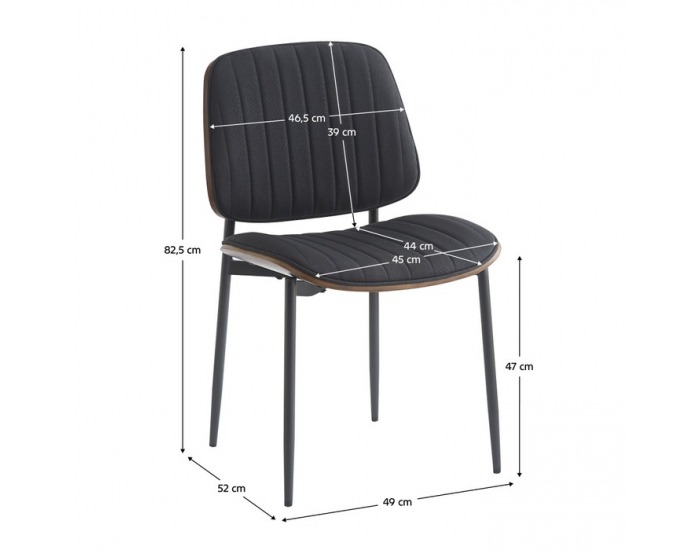 Jedálenská stolička Atina - čierna / orech / čierna