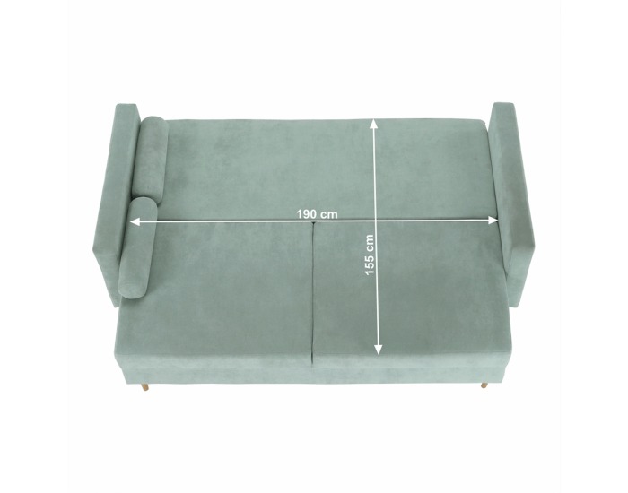 Rozkladacia pohovka s úložným priestorom Aurelia - mentolová (Queens)