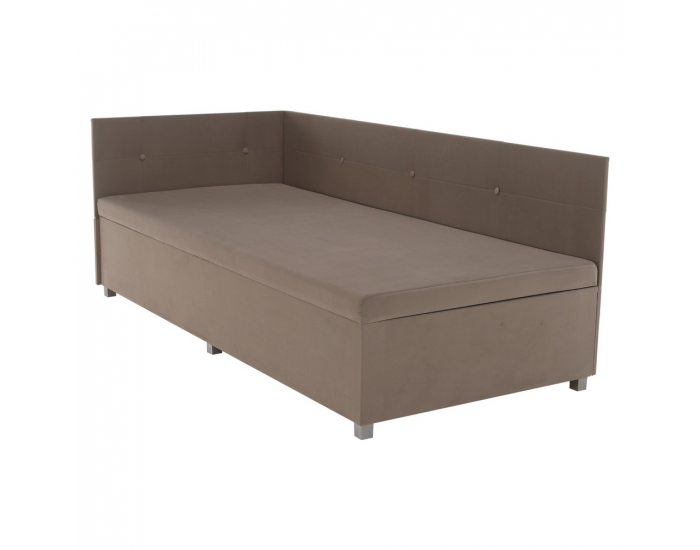 Čalúnená jednolôžková posteľ (váľanda) Auria Uni - béžovosivá