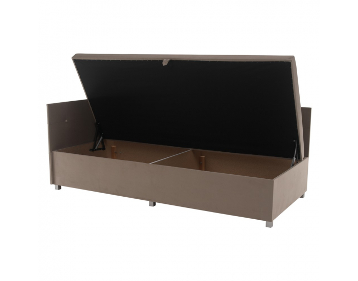 Čalúnená jednolôžková posteľ (váľanda) Auria Uni - béžovosivá