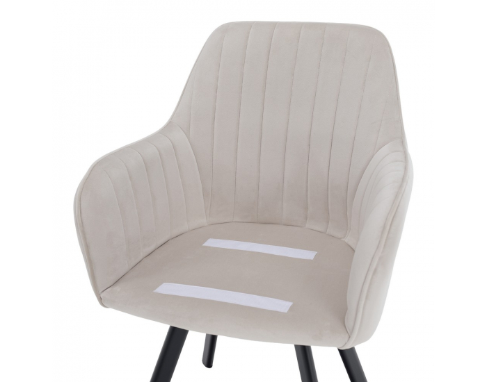 Jedálenské kreslo Auril - béžovosivá (Velvet) / čierna
