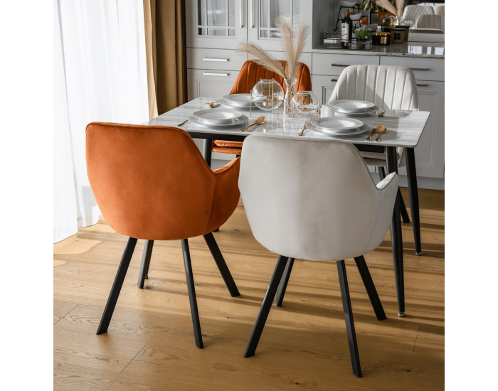 Jedálenské kreslo Auril - béžovosivá (Velvet) / čierna