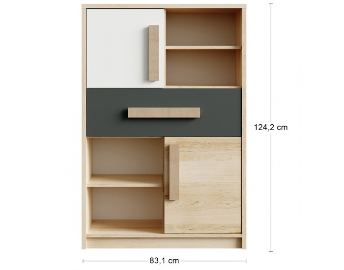 Dvojdverová komoda so zásuvkou Aurin CH-2D/1DR - pieskový artisan / biela / antracit