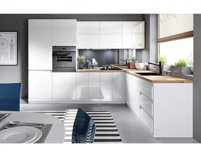 Potravinová skriňa Aurora D60P L - biela / biely vysoký lesk