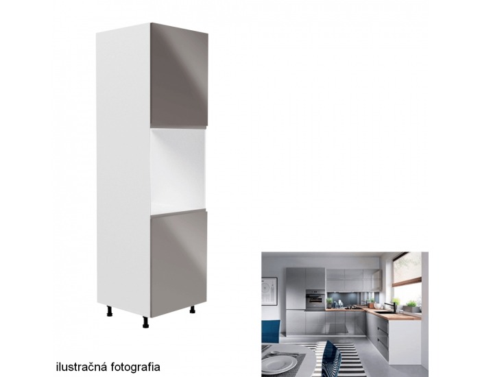Potravinová skriňa Aurora D60P L - biela / sivý vysoký lesk
