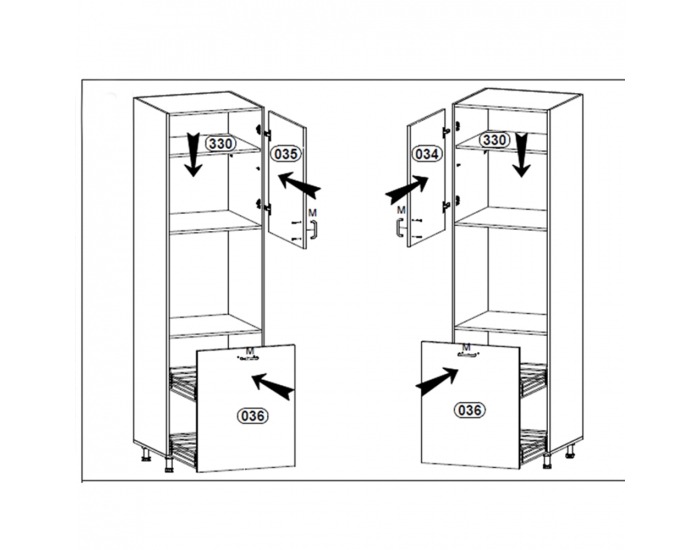 Potravinová skriňa Aurora D60P L - biela / sivý vysoký lesk