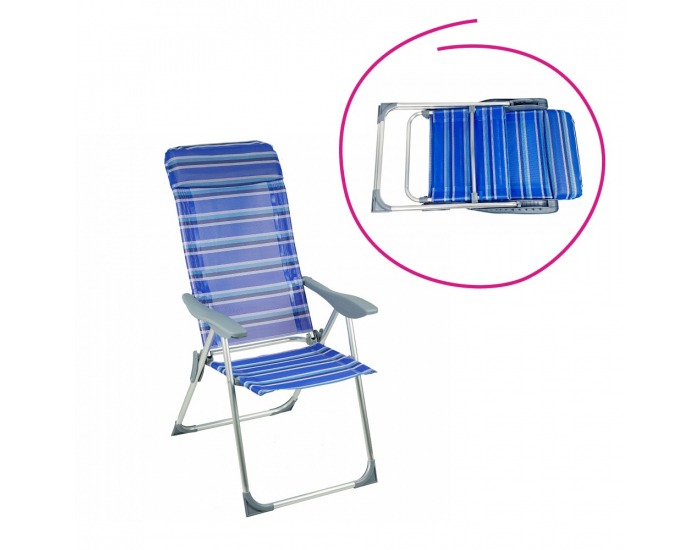 Záhradné lehátko Avelar - modrá / sivá