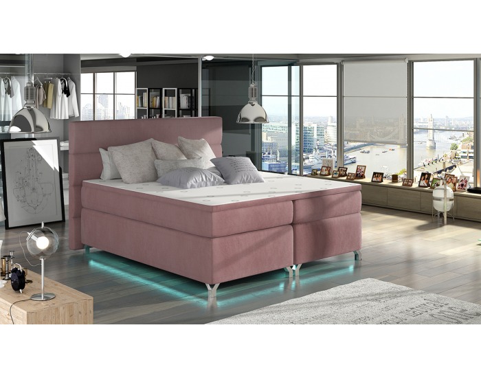 Čalúnená manželská posteľ s úložným priestorom Avellino 140 - ružová