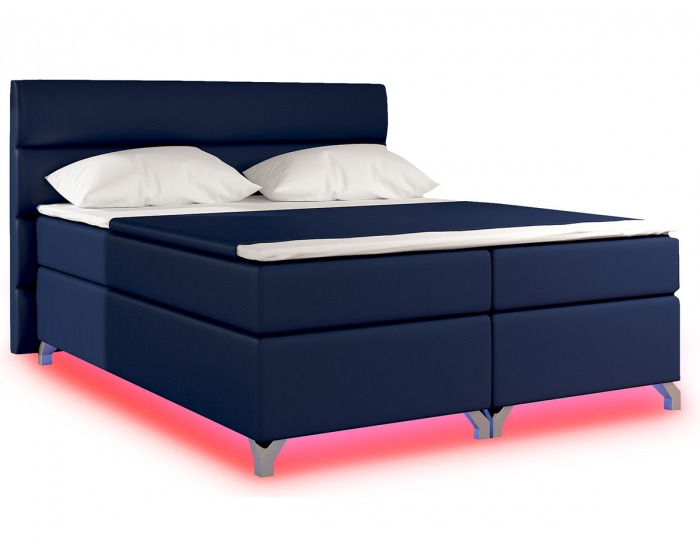 Čalúnená manželská posteľ s úložným priestorom Avellino 160 - modrá