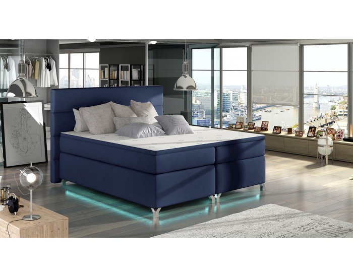 Čalúnená manželská posteľ s úložným priestorom Avellino 160 - modrá