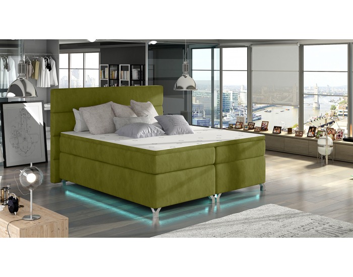Čalúnená manželská posteľ s úložným priestorom Avellino 180 - zelená