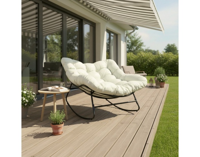 Záhradné hojdacie kreslo Avis - béžová / čierna