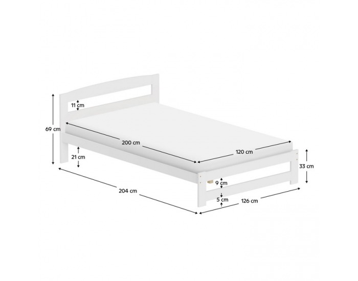 Drevená posteľ s roštom Azra 120x200 cm - biela