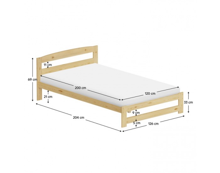 Drevená posteľ s roštom Azra 120x200 cm - prírodná
