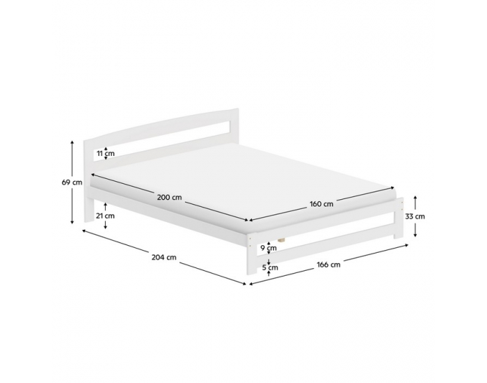 Drevená posteľ s roštom Azra 160x200 cm - biela