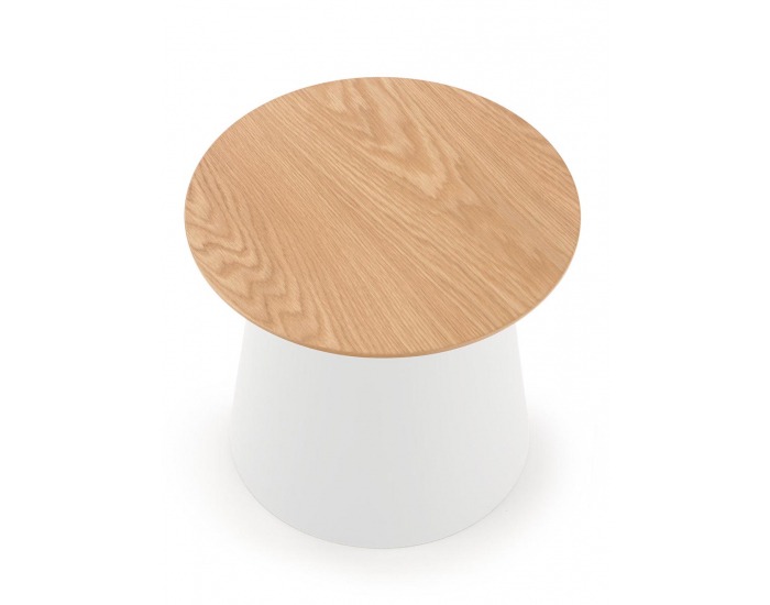 Okrúhly príručný stolík Azzura S - prírodná / biela