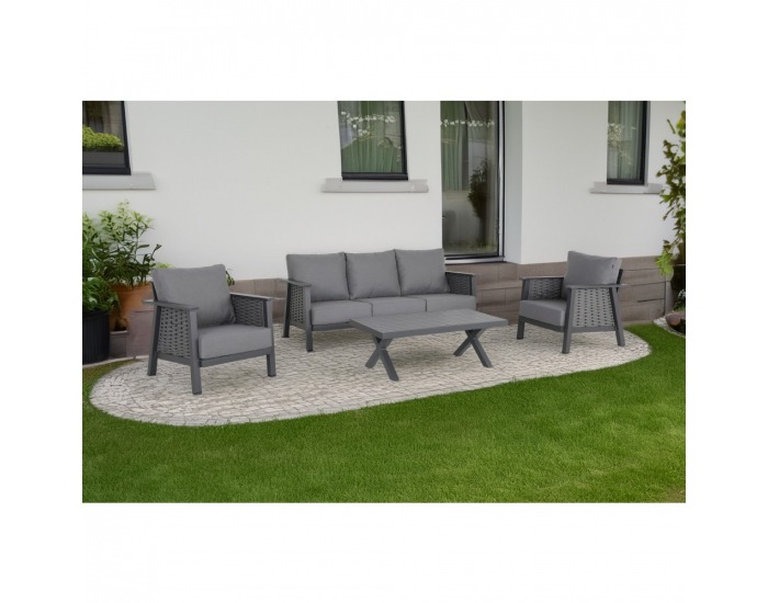 Hliníkový záhradný set Babak - sivá 