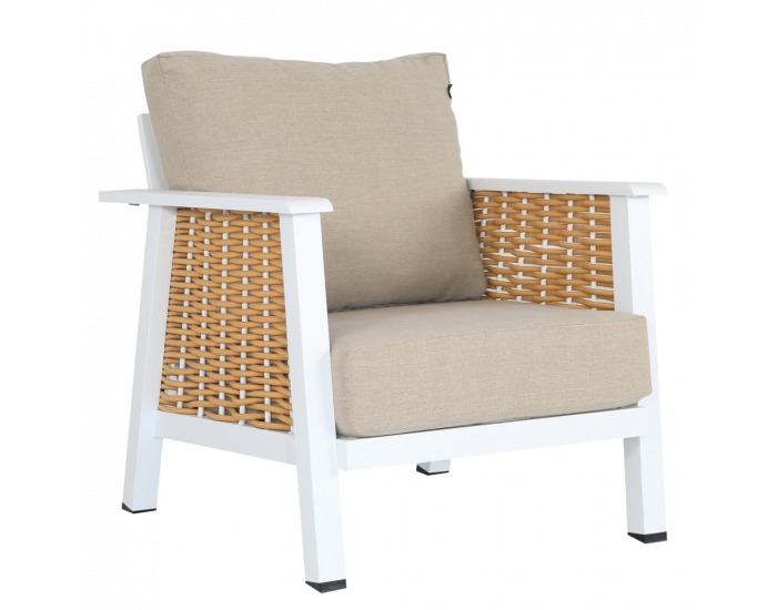 Hliníkový záhradný set Babak - svetlohnedá / biela / hnedá