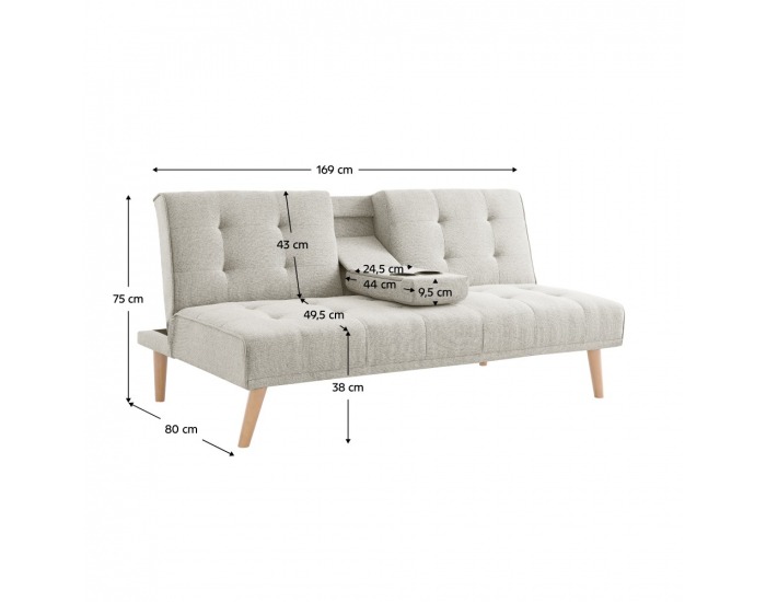 Rozkladacia pohovka Babet - béžová / buk