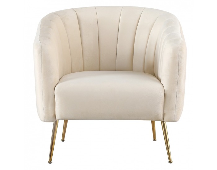 Dizajnové kreslo Bagy - béžová (Velvet) / zlatá