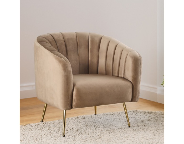 Dizajnové kreslo Bagy - hnedá (Velvet) / zlatá