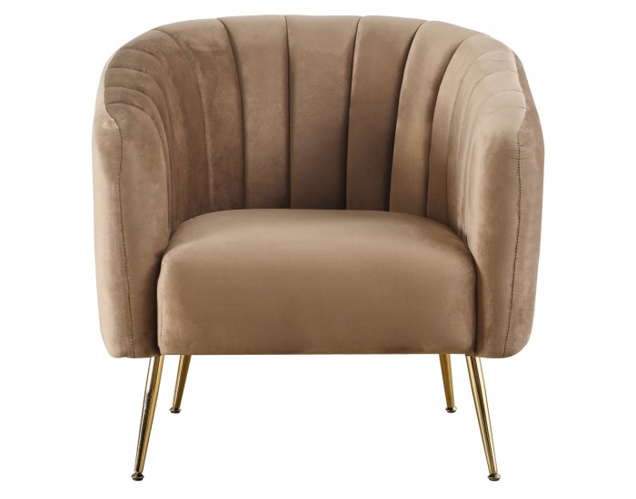 Dizajnové kreslo Bagy - hnedá (Velvet) / zlatá