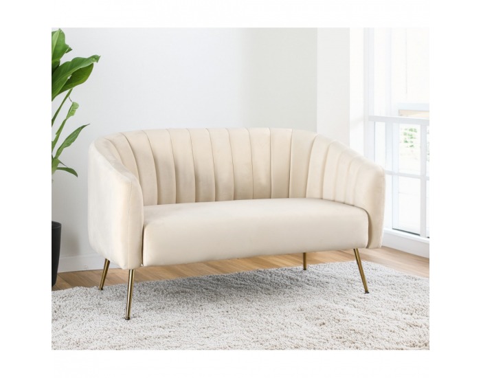 Dvojsedačka Bagy - béžová (Velvet) / zlatá