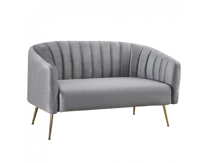 Dvojsedačka Bagy - sivá (Velvet) / zlatá