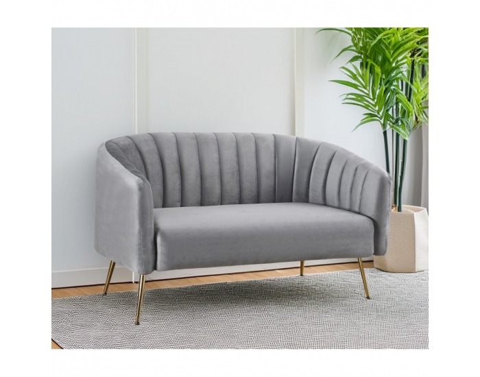 Dvojsedačka Bagy - sivá (Velvet) / zlatá