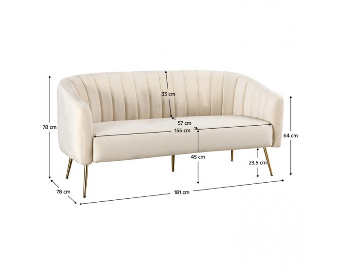 Trojsedačka Bagy - béžová (Velvet) / zlatá